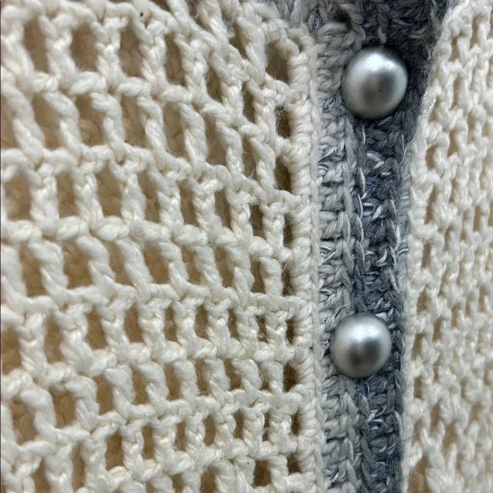 Vintage Handmade Crochet Women's Sweater Cottage Knit Buttons Cozy Warm Medium - Picture 4 of 11